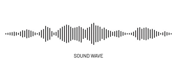 Black soundwave equalizer isolated on white background. Abstract music wave, radio signal frequency and digital voice visualisation. Audio sound symbol