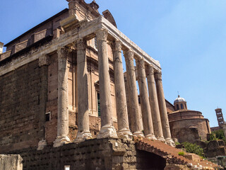 Wall Mural - Ruins of old Rome with many historical buildings and temples.