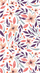 delicate summer floral pattern on a white background