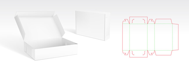 Box With Flip Lid Packaging Die Cut Template