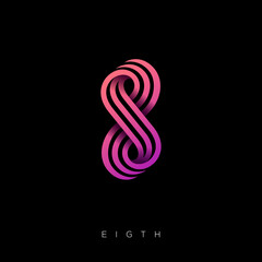 eight number. 8 monogram consist of pink strips or ribbons. infinity abstract emblem. this logo can 
