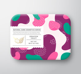Wall Mural - fruits bath cosmetics box. vector wrapped paper container with care label cover. packaging design. m