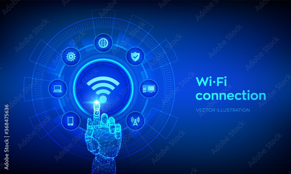 Wi Fi wireless connection concept. Free WiFi network signal technology ...