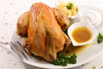 Poster - roasted chicken with mashed potato and sauce