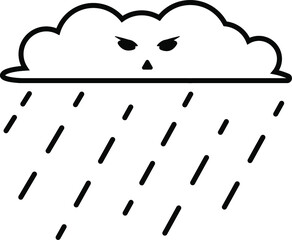 
Black and white vector image of an evil cloud.Abstract illustration of a cloud with rain.