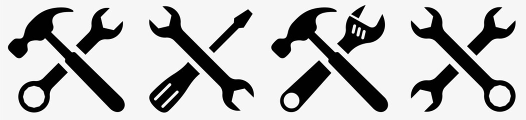 tool icon set.hammer turnscrew tools icon.instrument collection. vector illustration
