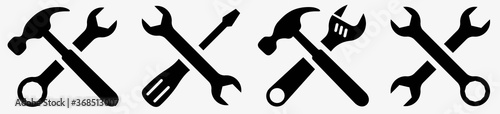 Tool icon set.Hammer turnscrew tools icon.Instrument collection. Vector illustration © vectorsanta