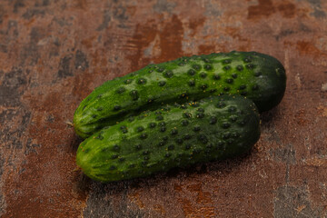 Ripe fresh green two cucumbers