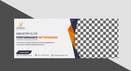 Wall Mural - Creative Networking Blue & Orange Business Social Media Banner