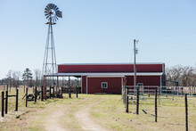 Family Farm And Barn In Rural America