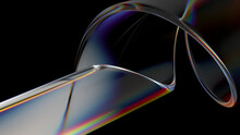 3d Render Of Glass Object With Dispersion And Iridescent Effects. Realisitc Light Splitting. Luxury And Modern Background.