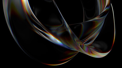 3d render of glass object with dispersion and iridescent effects. Realisitc light splitting. Luxury and modern background.