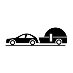 Poster - car with trailer model transport vehicle silhouette style icon design