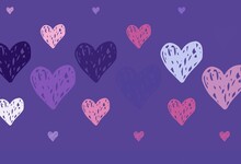 Light Purple, Pink Vector Backdrop With Sweet Hearts.