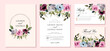 wedding invitation set with beautiful flower garden watercolor frame