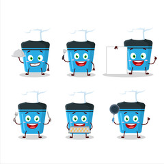 Sticker - Cartoon character of blue highlighter with various chef emoticons