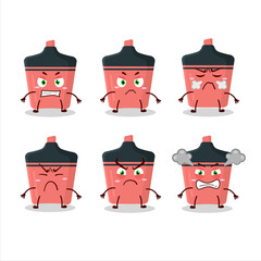 Poster - Pink highlighter cartoon character with various angry expressions