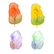 colorful watercolor painting trees with trunk