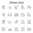 Airport icon set in thin line style