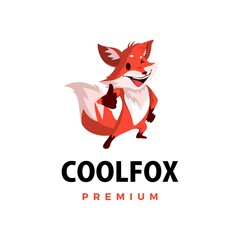 Canvas Print - fox thumb up mascot character logo vector icon illustration