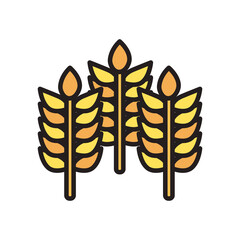 Sticker - wheat ears line and fill style icon vector design