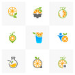 © shuttersport - Set of Modern fresh orange logo vector illustration, Fresh Orange Slice Logo Design Template