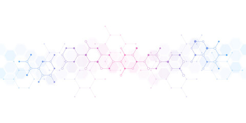 Wall Mural - Abstract molecules background. Molecular structures or chemical engineering, genetic research, innovation technology. Scientific, technical or medical concept.