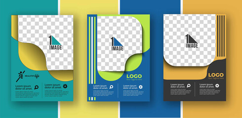 Set of Business flyer with space of image & logo- Brochure magazine cover page & poster template, vector illustration.