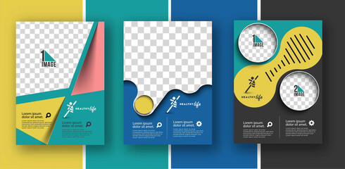 Wall Mural - Set of Business flyer with space of image & logo- Brochure magazine cover page & poster template, vector illustration.