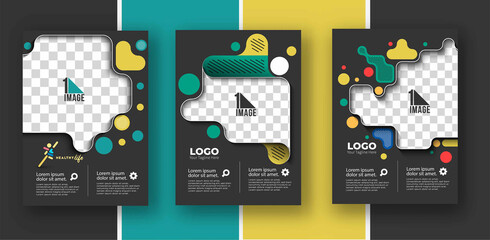 Wall Mural - Set of Business flyer with space of image & logo- Brochure magazine cover page & poster template, vector illustration.