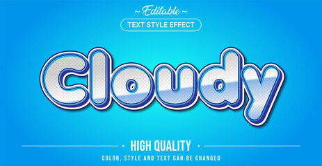 Editable text style effect - Cloudy sky theme.