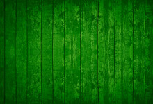 Green Old Wood Background. Bright Green Wooden Planks Background. Toned Texture Of Vintage Painted Boards.