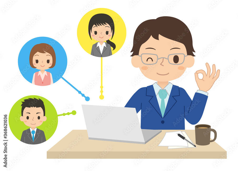 パソコンを使ってオンラインで仕事を共有する男性会社員 テレワーク イラスト Dcn Gallery パソコンを使ってオンラインで仕事を共有する男性会社員 テレワーク イラスト Dcn Gallery