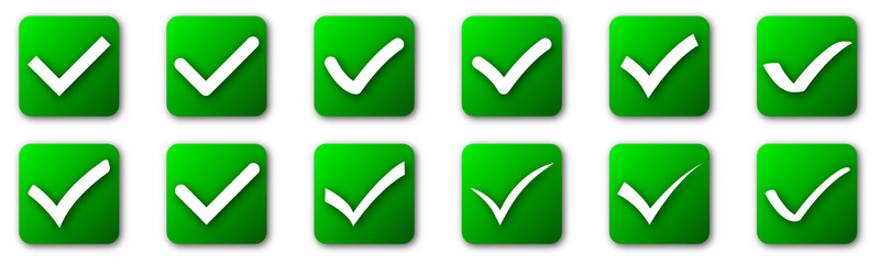 Wall Mural - set of check mark buttons. vector approved icons with shadows