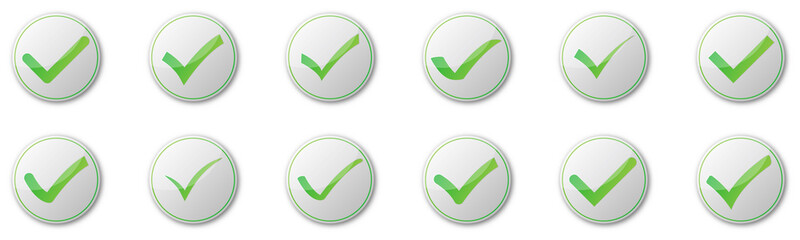 Wall Mural - set of check mark buttons. vector approved icons with shadows