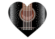 Black Plectrum For Guitar. Heart. Vector Illustration