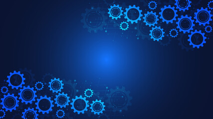 Wall Mural - Cogs and gear wheel mechanisms. Hi-tech digital technology and engineering. Abstract technical background.