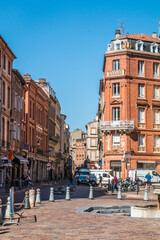 Wall Mural - The different moments in the city center of Toulouse in the summer day. French