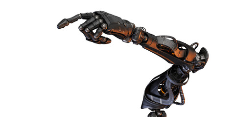 Wall Mural - Sci-fi robotic arm pointing with index finger, 3d rendering