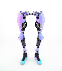 Sticker - Replacement robotic leg part, 3d rendering on white background