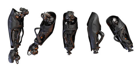 Sticker - Futuristic replacement arm parts prosthesis, 3d rendering 