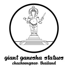 Circle Icon Line Giant Ganesha Stute. Vector Illustration