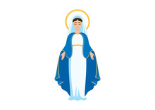 Holy Virgin Mary Icon Vector. Assumption Of Mary Vector Illustration. Beautiful Virgin Mary Icon Isolated On A White Background