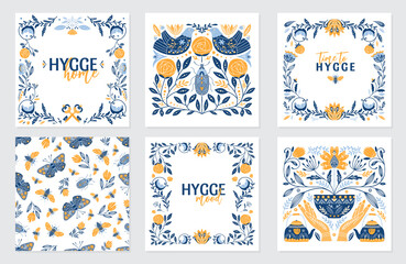 Greeting cards in Scandinavian, Nordic and Folk art style