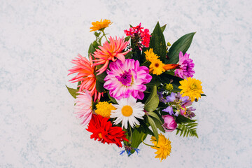 Beautiful summer flower bouquet with white background