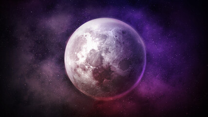 Wall Mural - fantastic view of the moon in starry sky.