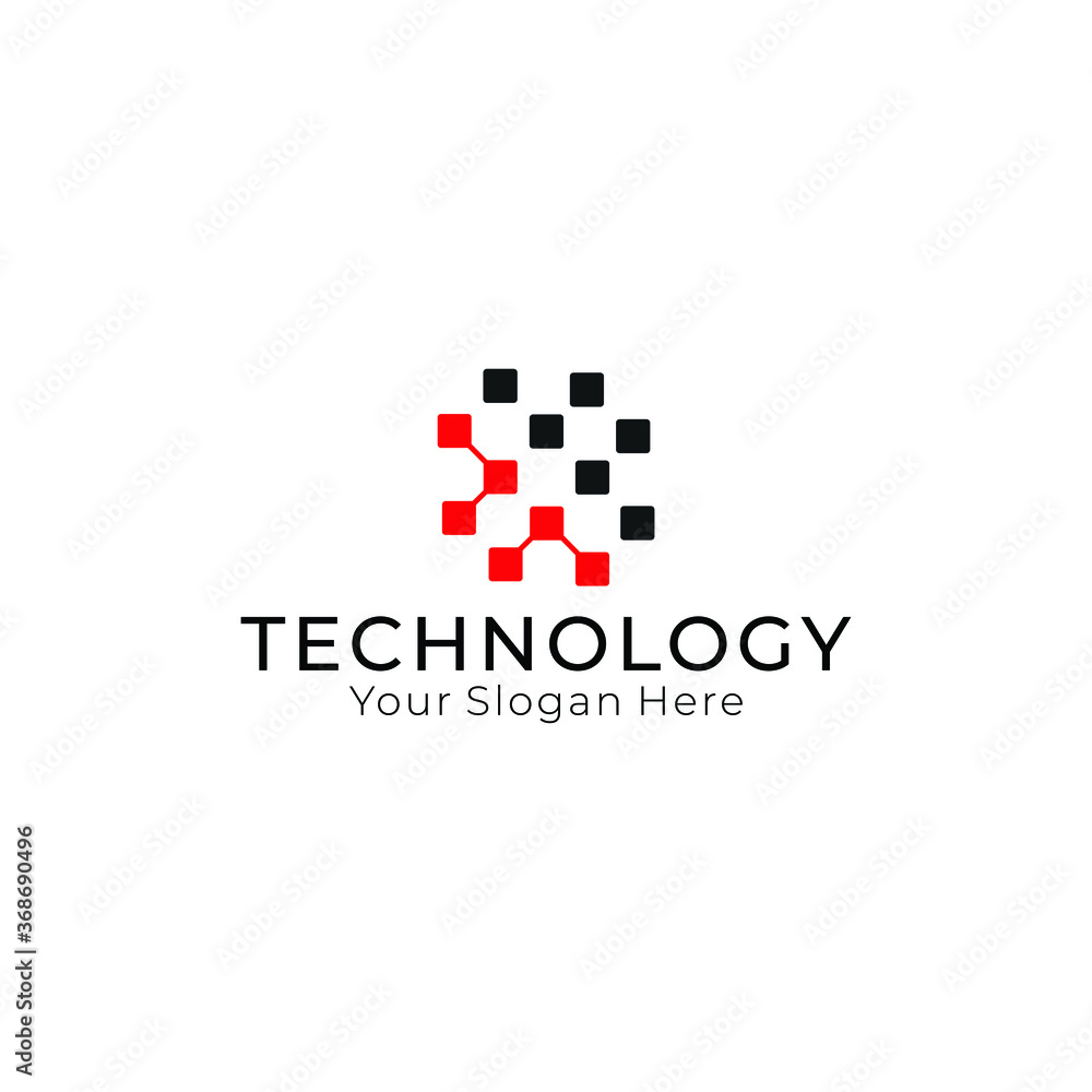Letter T logo design template,Technology abstract dot connection cross ...