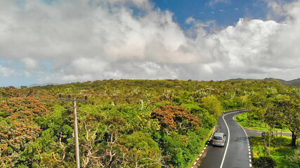 Sticker - Beautiful hills of Mauritius Island, aerial view