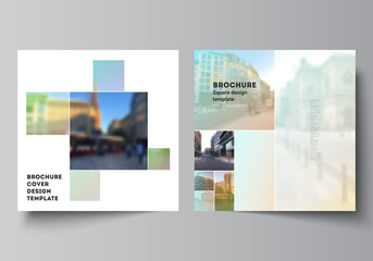 Wall Mural - vector layout of two square format covers design templates for brochure, flyer, magazine, cover desi