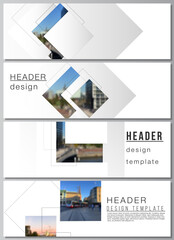 Wall Mural - vector layout of headers, banner design templates with geometric simple shapes, lines and photo plac